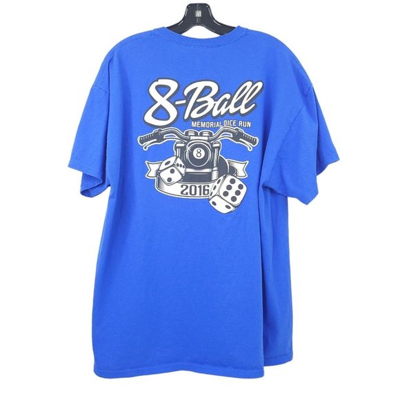 2016 8 Ball Memorial Dice Run T Shirt Size XL Motorcycle Rally Ride Chopper Hog - Picture 10 of 11